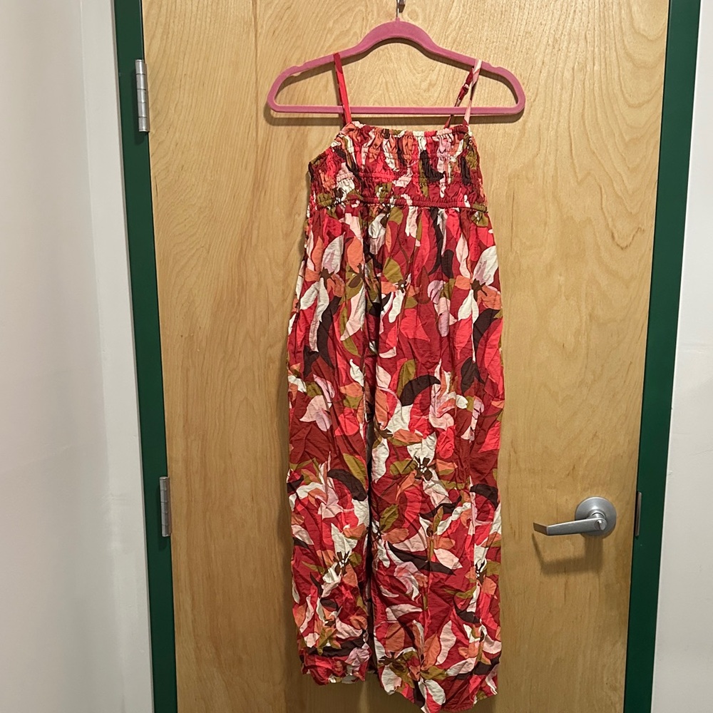 a new day Red Floral Girls Smocked Jumpsuit